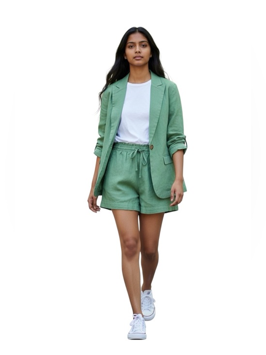 NWT LOFT Green Linen Suit Set - Relaxed Blazer & Drawstring Shorts size S/XS - Picture 15 of 15
